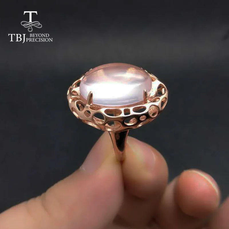 TBJ, стиль кольцо с большим размером овальной огранки 13*18 16ct вверх розовый кварц кольцо в розовое золото цвет для леди вечерние с подарочной коробкой