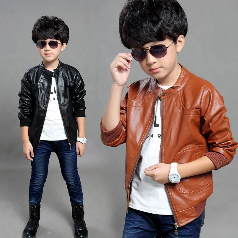 New Kids Jackets Leather Fleece Jacket Boys Coat Winter Autumn Doudoune Garcon Kids Jacket 6CT104
