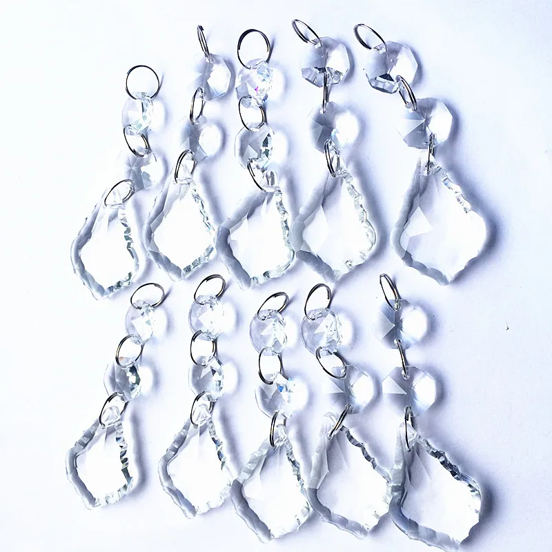10 pieces/lot 95mm Crystal Maple Leaf+2 Octagonal+3 Rings Connector Glass Chandelier Pendants