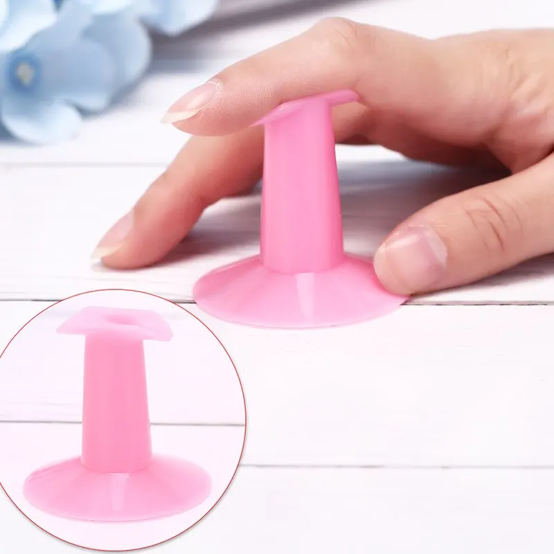 1 шт. пластиковый розовый палец для дизайна ногтей Подставка держатель для геля лак 3D Цветочный Рисунок покрытие
