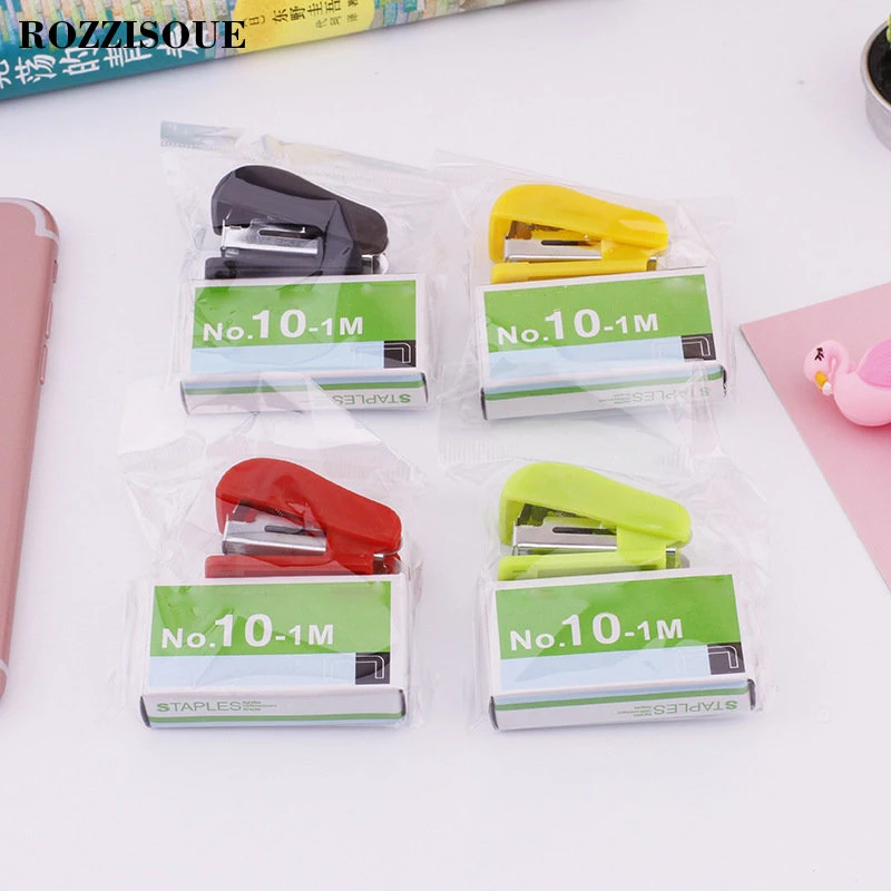 

HOT 1PCS Super Grapadora Kawaii Mini Graffette Cucitrice Small Stapler Useful Mini Stapler Staples Set Office Binding Stationery