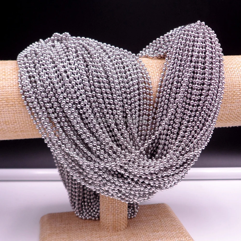 Large Wholesale 100Meter Silver Stainless Steel 2.4mm Beads Chain Link