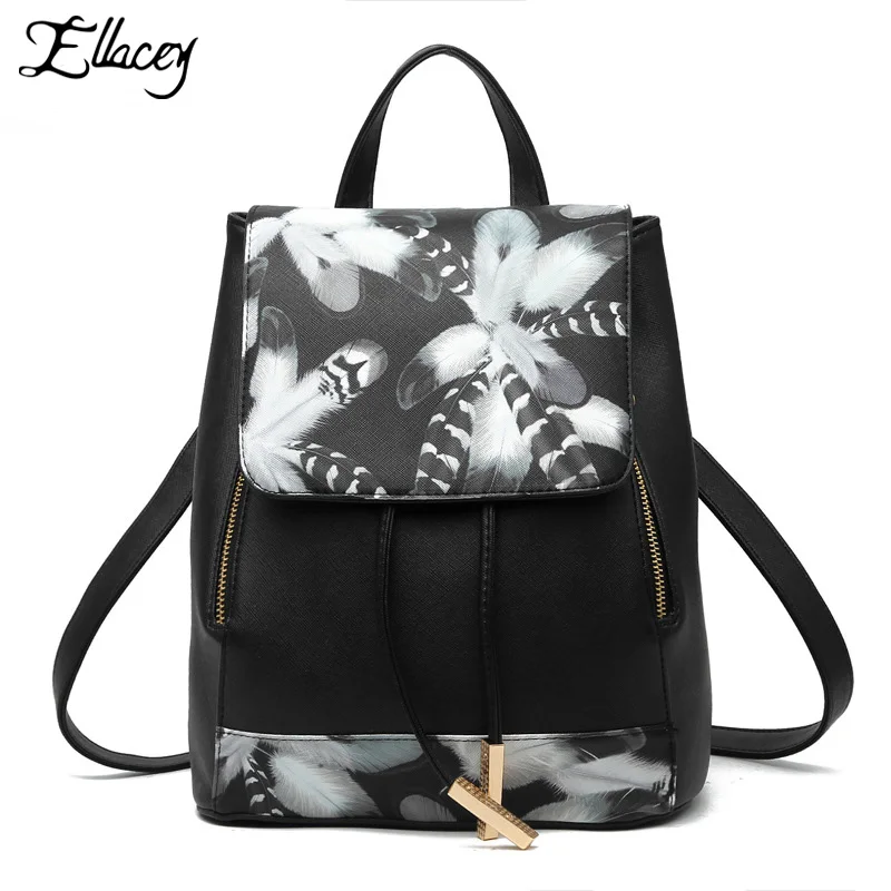 New 2017 Floral Print Women Backpack PU Leather Zipper Travel Large Capacity School Bag Fashion Leisure