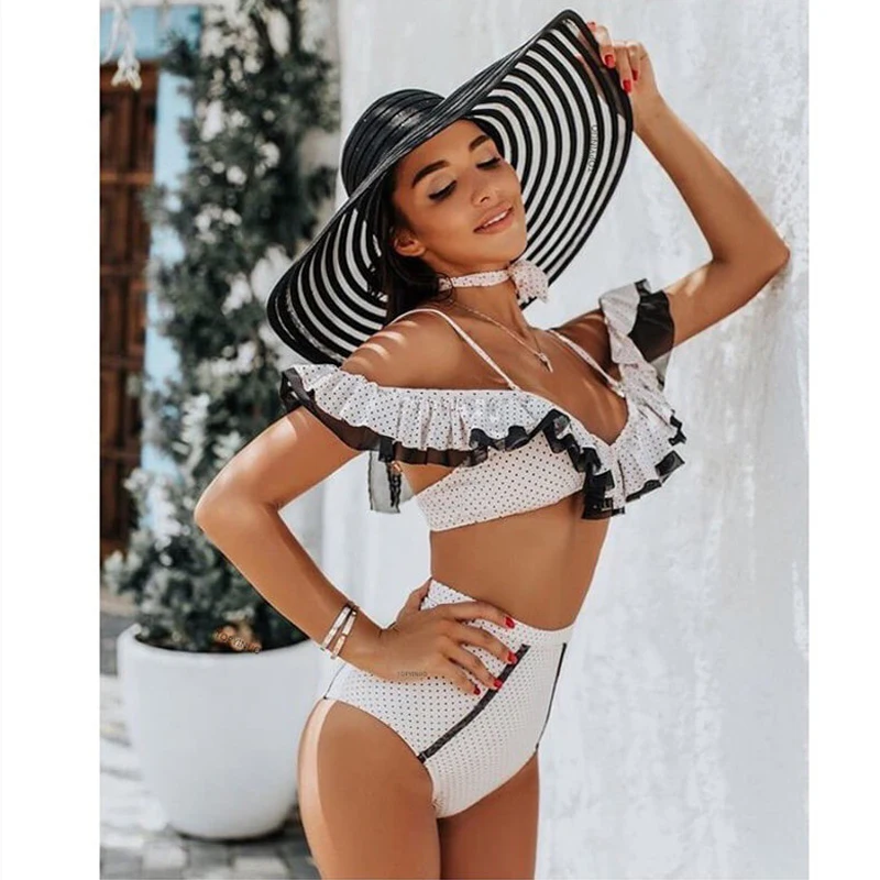 

High Waist bikinis 2019 mujer Bandeau Push up Bikini set Swimwear Women Sexy Swimming Swimsuit Ruffle Female zwempak meisje
