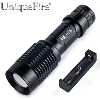 

XML T6 LED UniqueFire 3800 Lumens Zoomable Waterprof Flashlight,Torch,Self Defense,Camping Light,Lamp+Charger For 18650 Battery