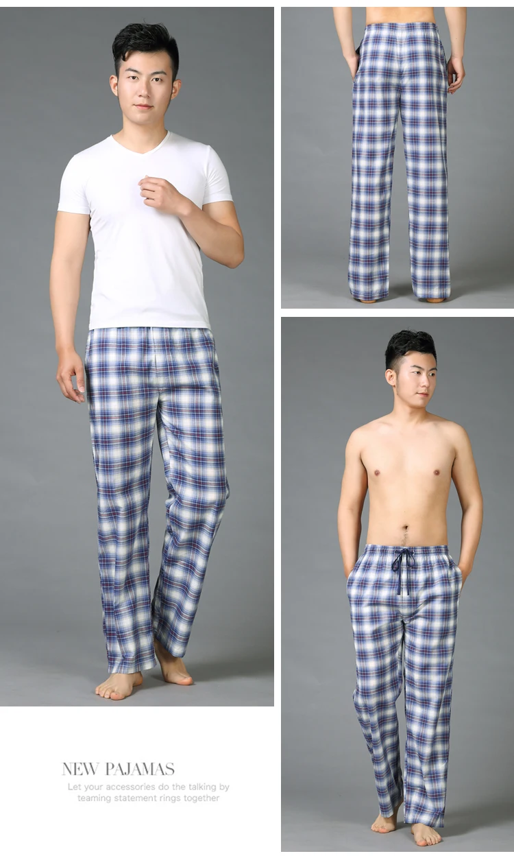 Летние мужские простые пижамы из хлопка, брюки для сна, повседневные клетчатые мужские домашние штаны, большие размеры XXL 100 кг