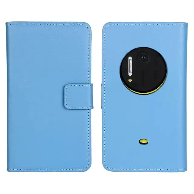 Для microsoft Lumia 1020 обложка чехол премиум-класса из искусственной кожи чехол-бумажник флип-чехол с подставкой и отделениями для карт для Nokia Lumia 1020 с прорезями для пластиковых карт и наличных денег держатель GG - Цвет: Небесно-голубой