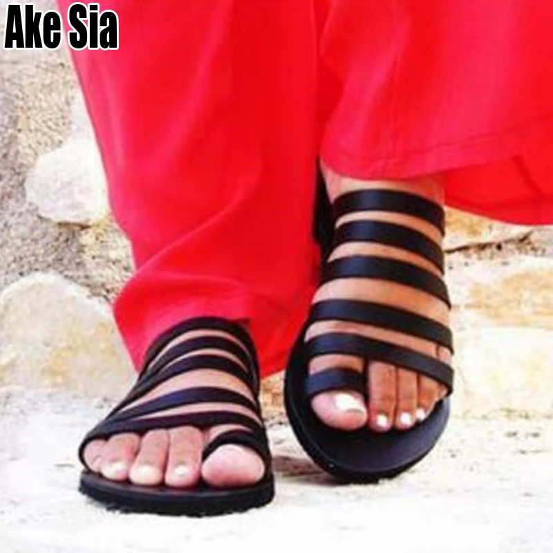 

New Women Flat Sandals Summer Gladiator Sandals Ladies Strap Slippers Roman Female Flip Flops Outdoor Casual Sandales Femme A806