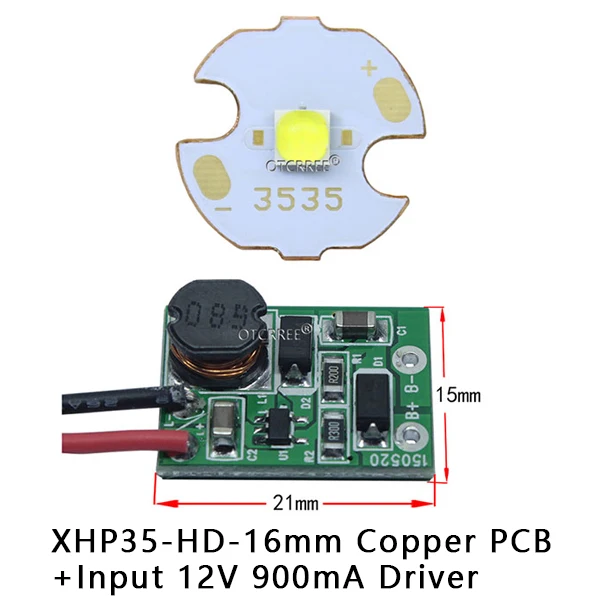 CREE 12 в 13 Вт XHP35 HD высокая мощность светодиодный излучатель диод бусины холодный белый нейтральный белый теплый белый+ вход 12 В 900mA драйвер для DIY - Испускаемый цвет: 16mm HD.12V-D