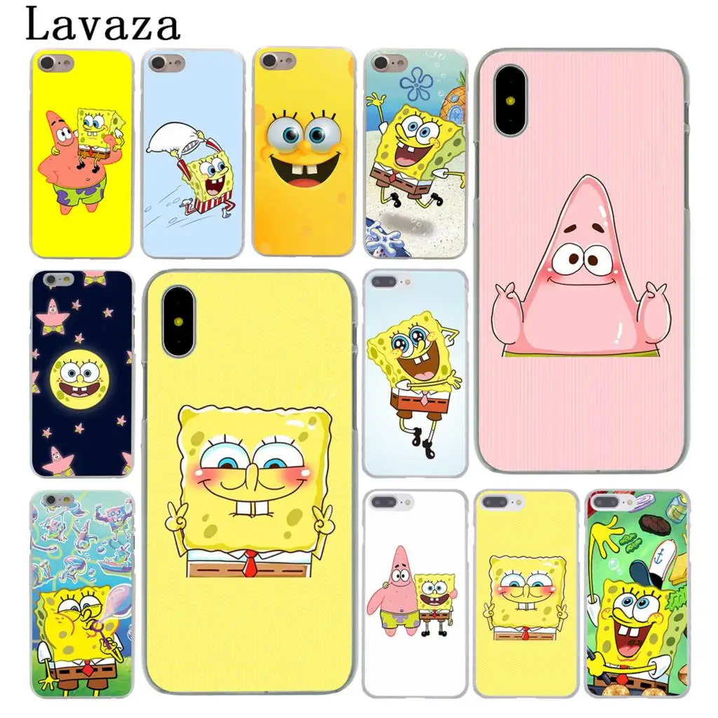 

Lavaza SpongeBob SquarePants Cute Hard Case Shell for Apple iPhone 6 6s 7 8 Plus 4 4S 5 5S SE 5C for iPhone XS Max XR Cases