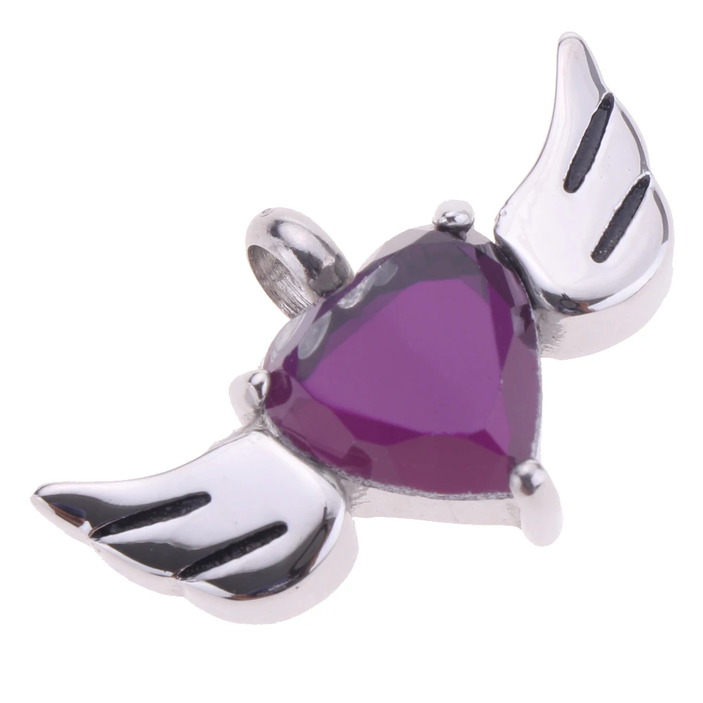 Purple Crystal Cremation Ash Holder Urn Memorial Keepsake Heart Wings Pendant Fashion Jewelry Pendant