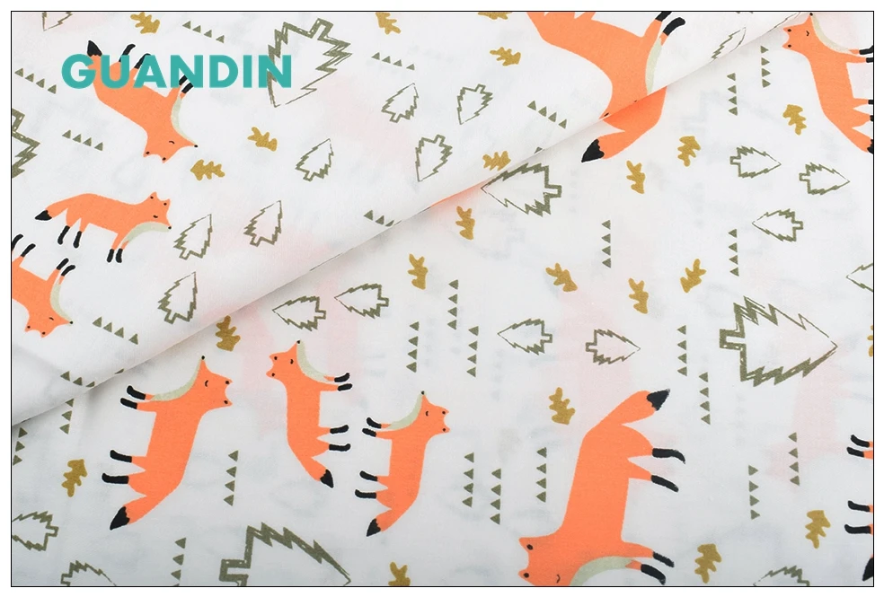 GUANDIN, саржевая набивная хлопковая ткань комплект/для шитья и квилтинга DIY/Детская ткань 50*160 см половина метра/лиса серия
