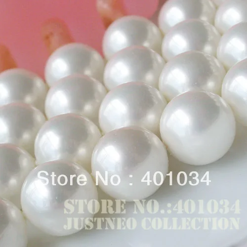 

White Sea Shell Pearl Beads Loose Mother-of-pearl Strand 16 inch Length, 8-14 mm