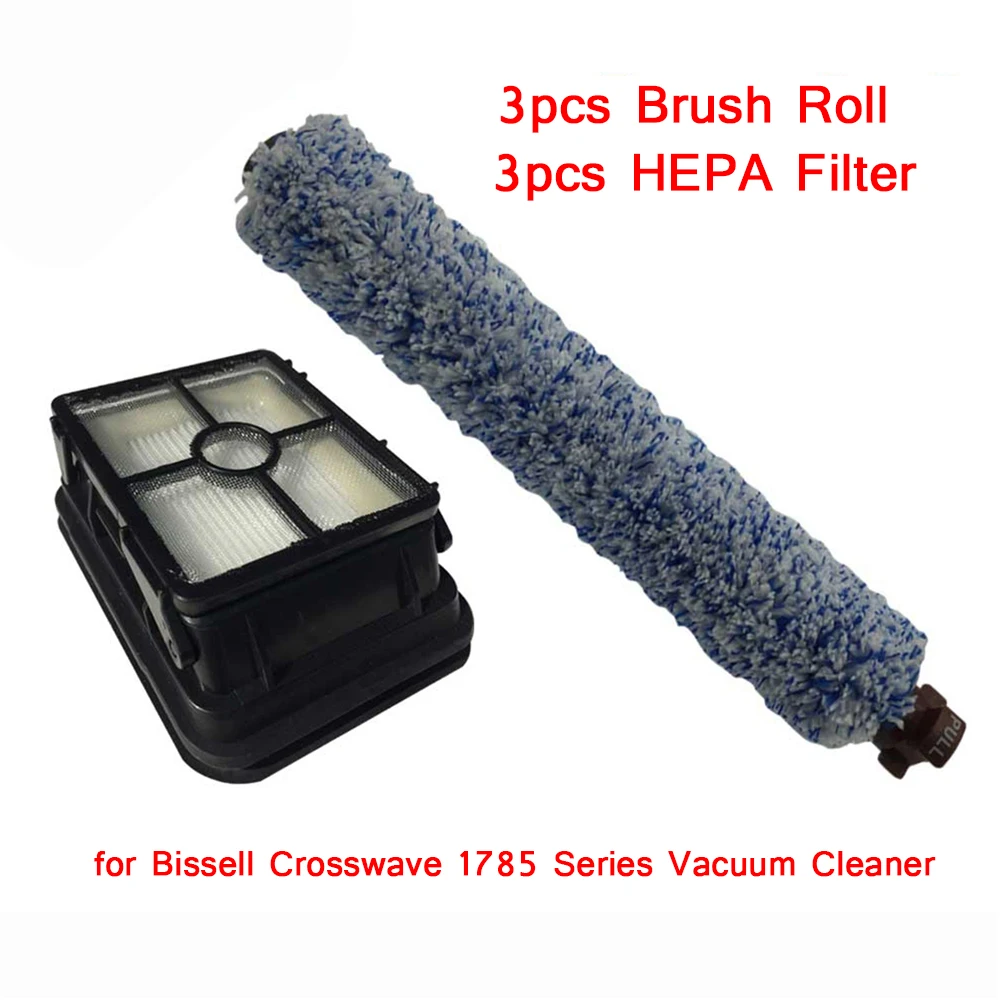 

6pcs Brushroll & HEPA Filter Kit for Bissell Crosswave 1785 Series 17852 1785A 1785B Vacuum Cleaner Replace # 1608683 & 1608684