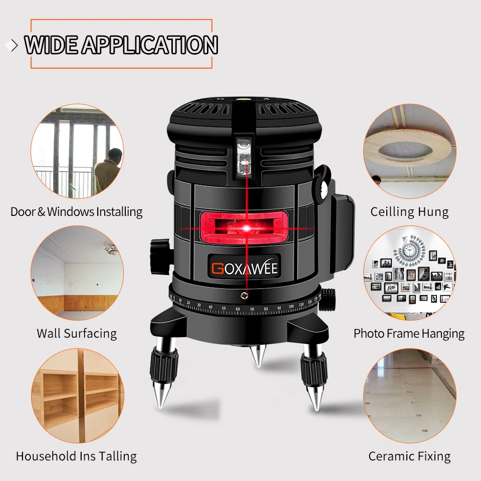 5 Lines 3D Red Laser Level Self-Leveling 360 Degree Adjustment Automatic Horizontal And Vertical Cross Lines Measuring Tool