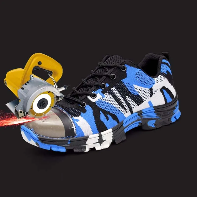 Men Spring Summer Light Breathable Safety Shoes Steel Toe Caps Protective Shoes Safety Site Boots Europe plusSize