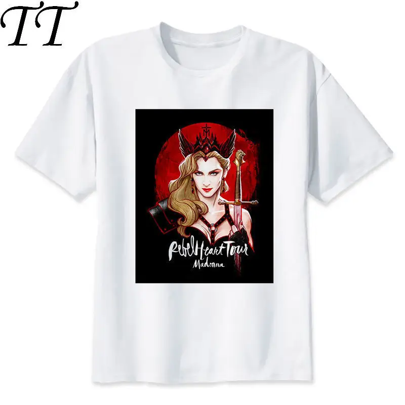 

madonna TShirt men boy Summer O Neck white youth t shirt casual white print anime t-Shirts men top tees M8128