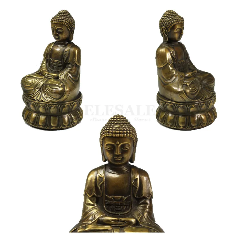 Vintage Brass Meditating Buddha Statue Retro Zen Sitting Buddha Figure