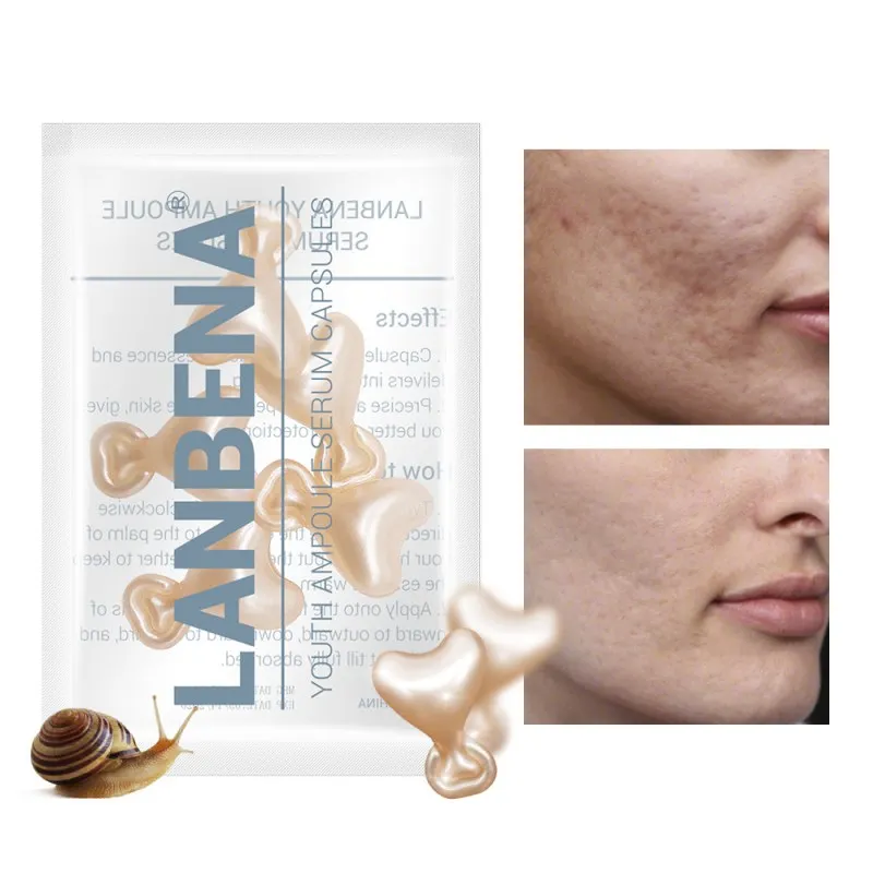 

Snail Repair Essence Capsules Moisturizing Facial Serum Skin Whitening Anti Aging Acne Treatment Hyaluronic Acid Liquid 5456