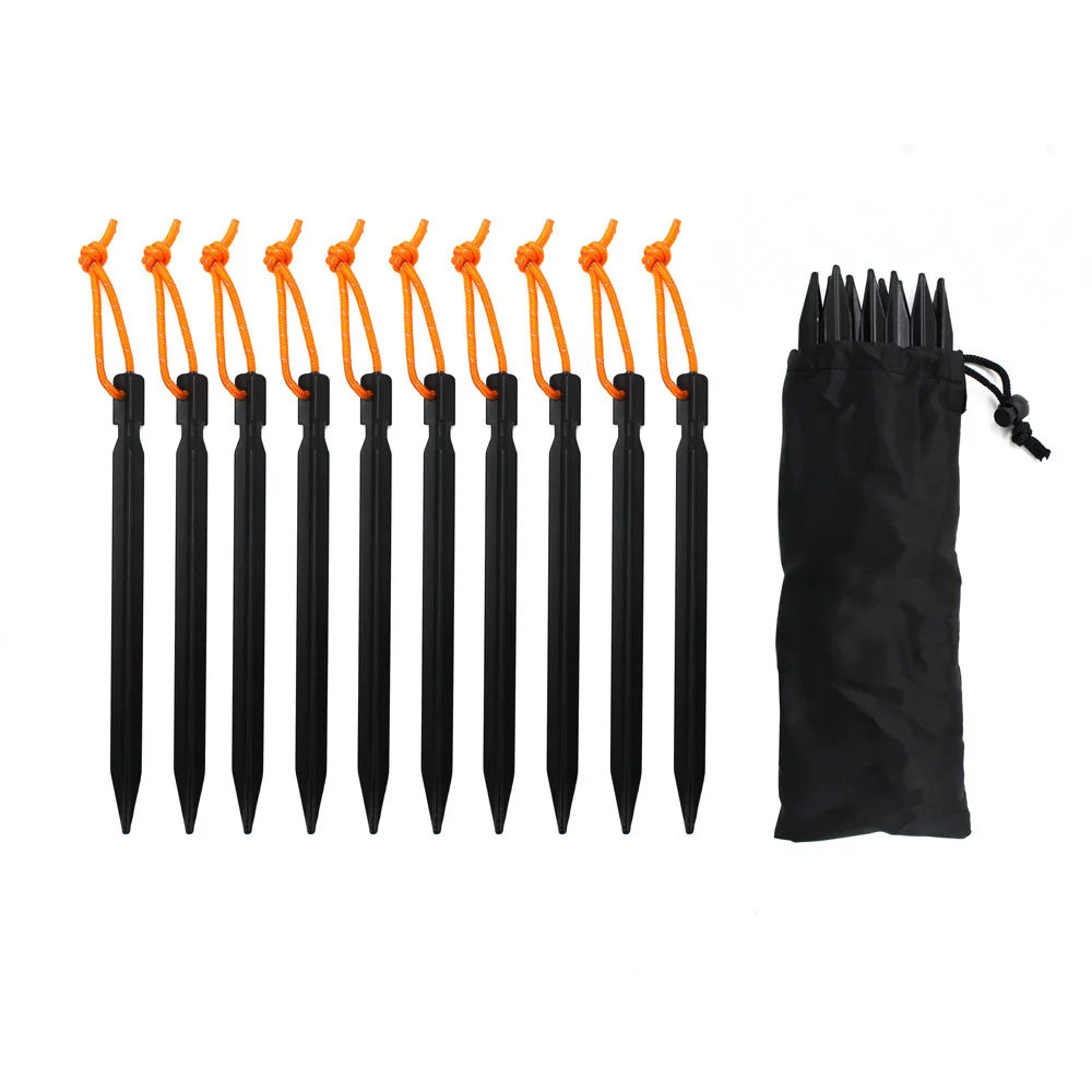 

10pcs Outdoor Tent Pegs 18cm Aluminum Alloy Tent Stake with Rope Outdoor Tent Nail Peg Tent Camping Accessories in 5 Colors