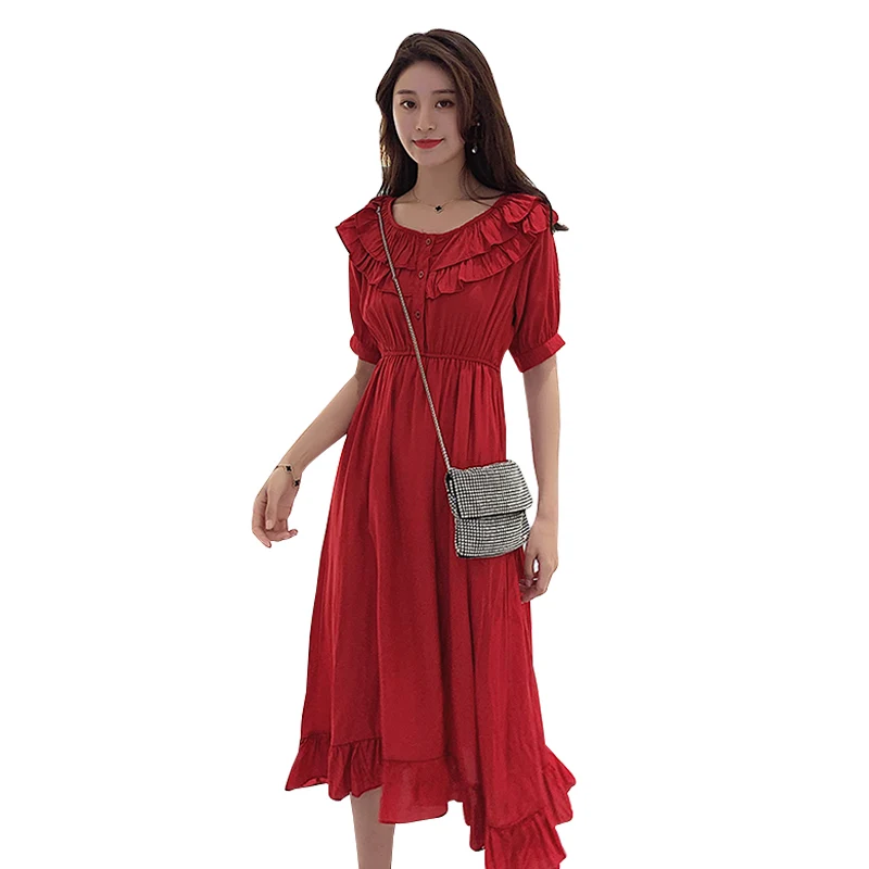 2019 Summer The New Women's clothing Dresses Boho V collar Ruffle Beach Dresses Women Casual A type Party Dresses Vestidos ZX106