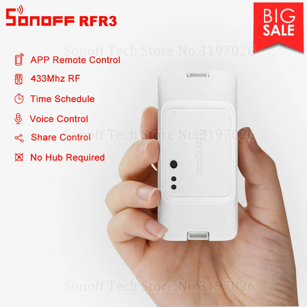 

Itead Sonoff RFR3 433Mhz RF Smart Wifi Remote Control Switch Smart Home Light Controller Via eWeLink APP Works With Alexa IFTTT