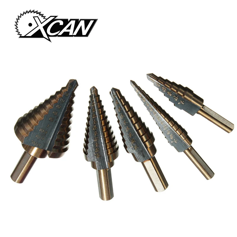 

Xcan 5pcs Pagoda Drill HIgh Speed Steel Wood Metal Drilling keyless drill chuck tungsten carbide drill bits