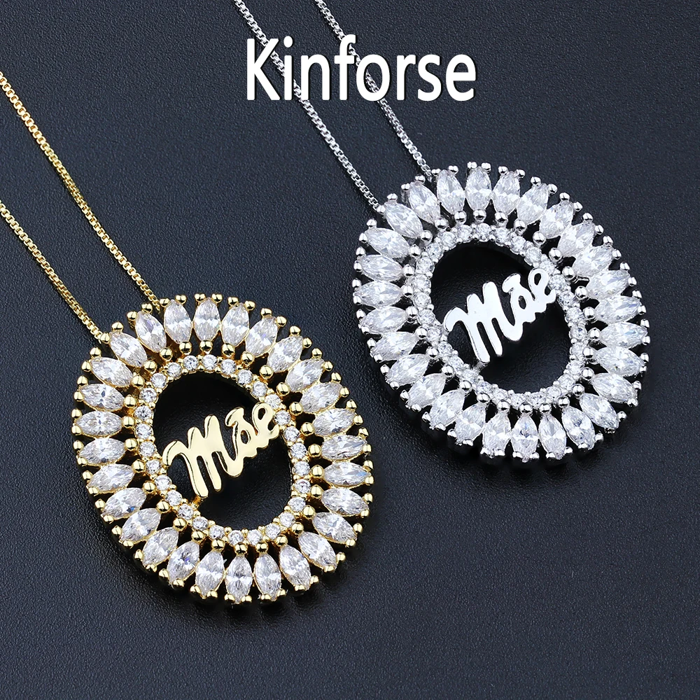 

Kinforse Cubic Zirconias Mae Pendant Necklace 3Pcs/Lot Necklace Copper with Gold/white Plated for Women Fashion Jewelry PWX006
