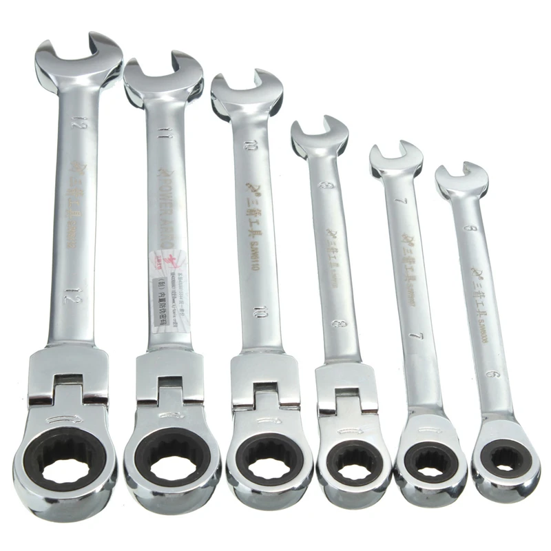 

keys set Wrench Multitool Flexible Pivoting Head key Ratchet Combination Spanner Metric Tool Car Repair Tools 6/7/8/10/11/12mm