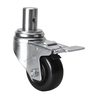 

1PC EDL Medium Duty 3 Inch Casters Wheels 140Kg Polyurethane PU Wheels Castors Stem Bearing Iron Brake Industrial for trolley