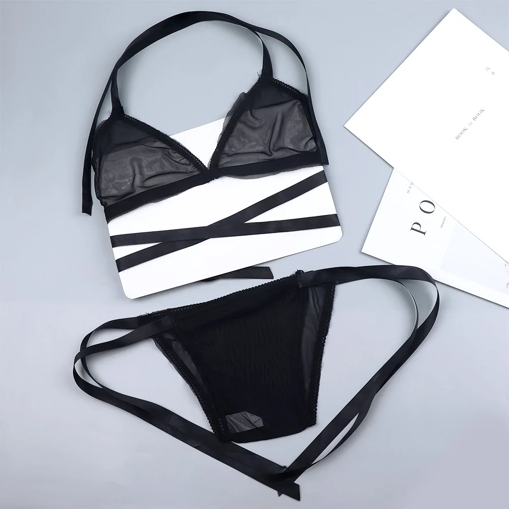 

Sexy Lingerie Set Women Strappy Bandage Mesh Push Up Bra Set Exotic Lingerie Underwear Bralette Set Woman Lingerie Bra Set
