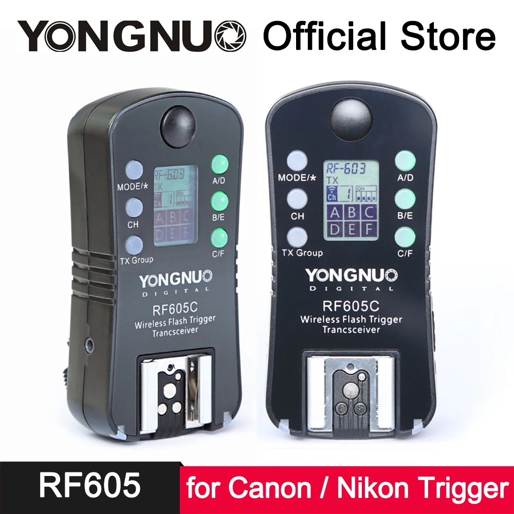 

YongNuo RF605C RF605N Wireless Flash Trigger LCD Screen Display Transceiver for Canon Nikon RF603 YN560 IV YN565EX YN568EX III