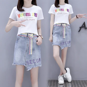 

2019 New Sexy Mini Zip 2 Pcs Set Brief Loose Fashion Two Piece Set Vintage Korean Pocket Irregular Women's Sets