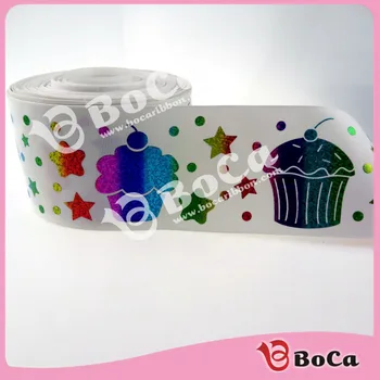 

polular 3" 75mm BOCA rainbow cake hologram grosgrain ribbon , DIY handmade material 100Yards
