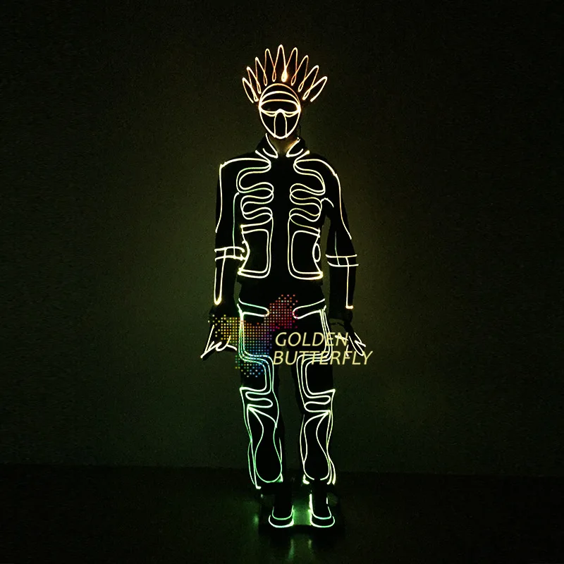 

2019LED costume computer programming SD card lighting costume remote control color lighting costume fluorescence dance costume