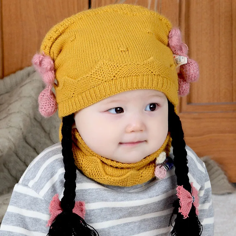 Детская зимняя шапка Детская осенняя шляпа с цветочным узором и бантом модная шапка с капюшоном и кольцом для малышей реквизит для фотосъемки новорожденных и девочек - Цвет: Цвет: желтый