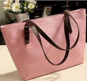 

New winter fashion handbags High quality PU leather Retro minimalist shoulder bag large capacity Female bag embossed