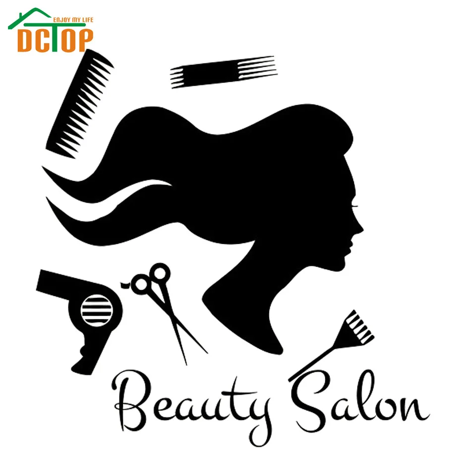 DCTOP Beauty Salon Long Hair Girl Hairdressing tools Silhouette Art
