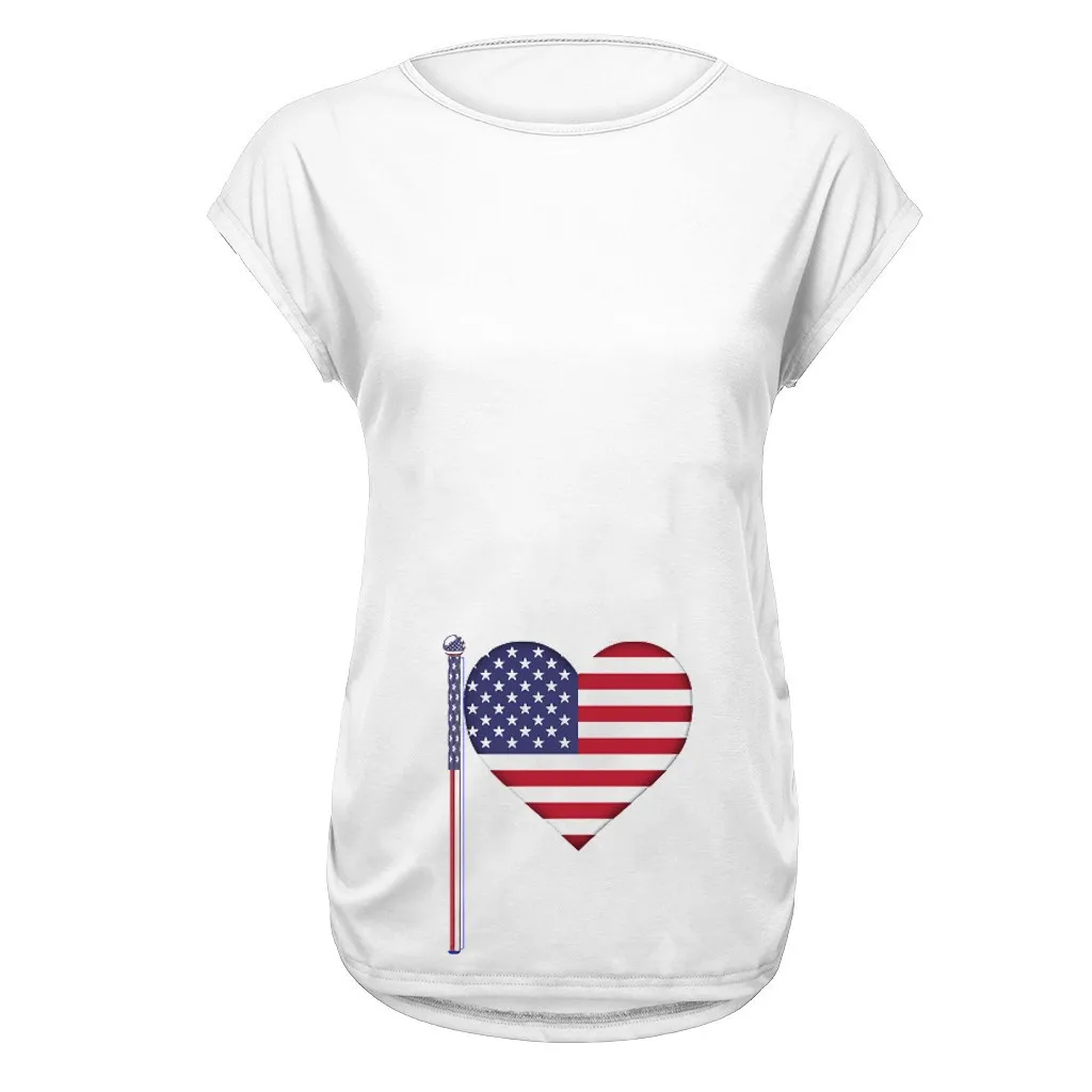 Модная футболка няни, летние футболки для отдыха для беременных женщин, футболки с буквенным принтом, топы с короткими рукавами, Ropa Maternidad - Цвет: White