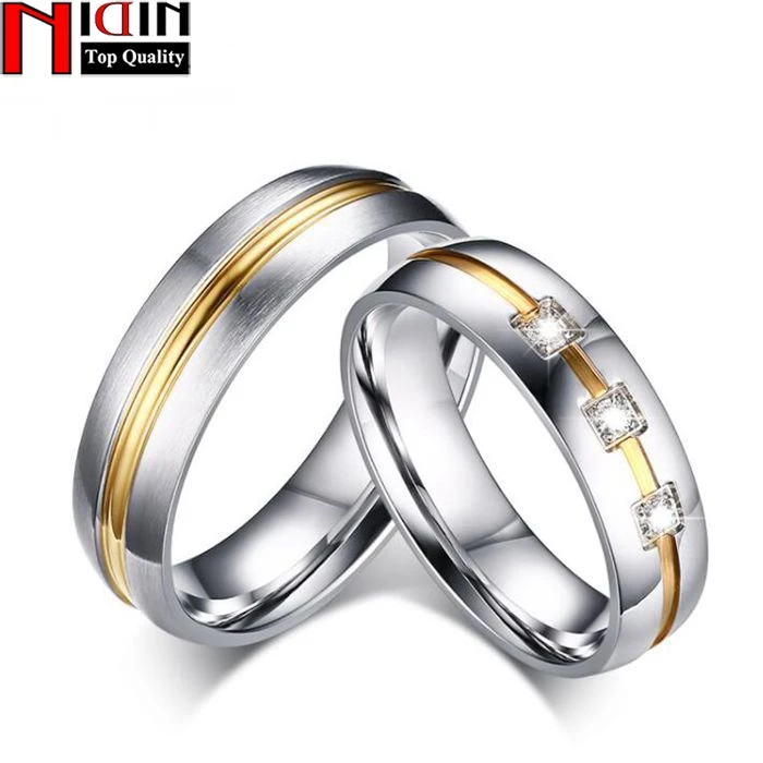 

NIDIN Vintage Wedding Ring for Women Men CZ Stone 316l Stainless Steel Metal male fashion ring female Engagement Rings