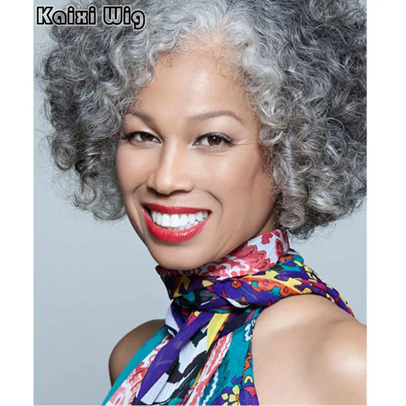 Short Curly Gery Wig Short Haircut For Women Grey Ombre 