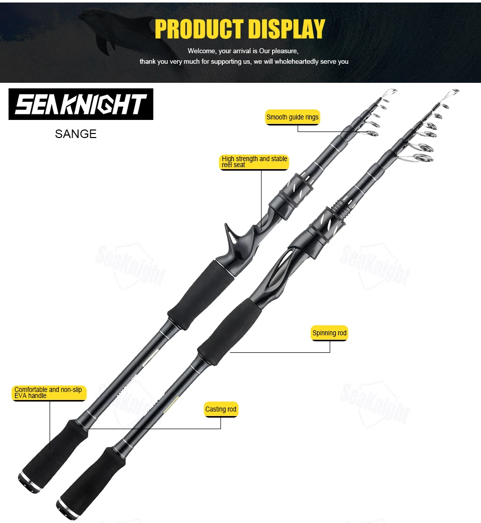 SeaKnight Новое поступление Sange II спиннинг из углеродного материала с EVA GripFishing Rod 2,1 М 2,4 М мощность 7-25 г