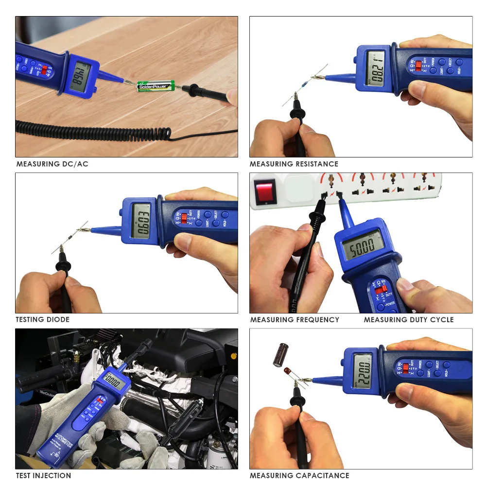 

Pen Style Automotive Multimeter Car Application Test Voltage DC/AC Frequency Resistance Digital Tester