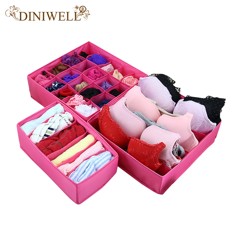 

3PCS Oxford Washable Folding Storage Box For Underwear Sock Bra Ties Organizer Drawer Divider Container Home Organization