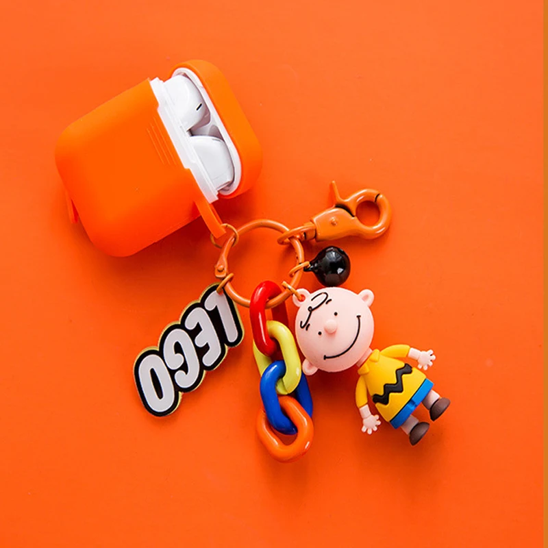 

Cute Cartoon Charlie Brown Sesame Street silicone Wireless Earphone Charging case for AirPods 1 2 Bluetooth cover Keychain