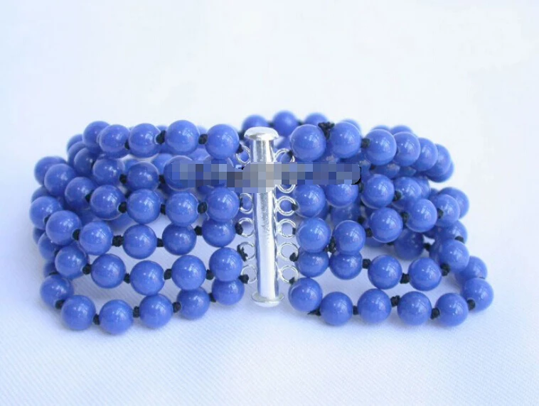 

Charming! 6rows round Lapis Lazuli bracelet 925SS E891^^^@^Noble style Natural Fine jewe SHIPPING