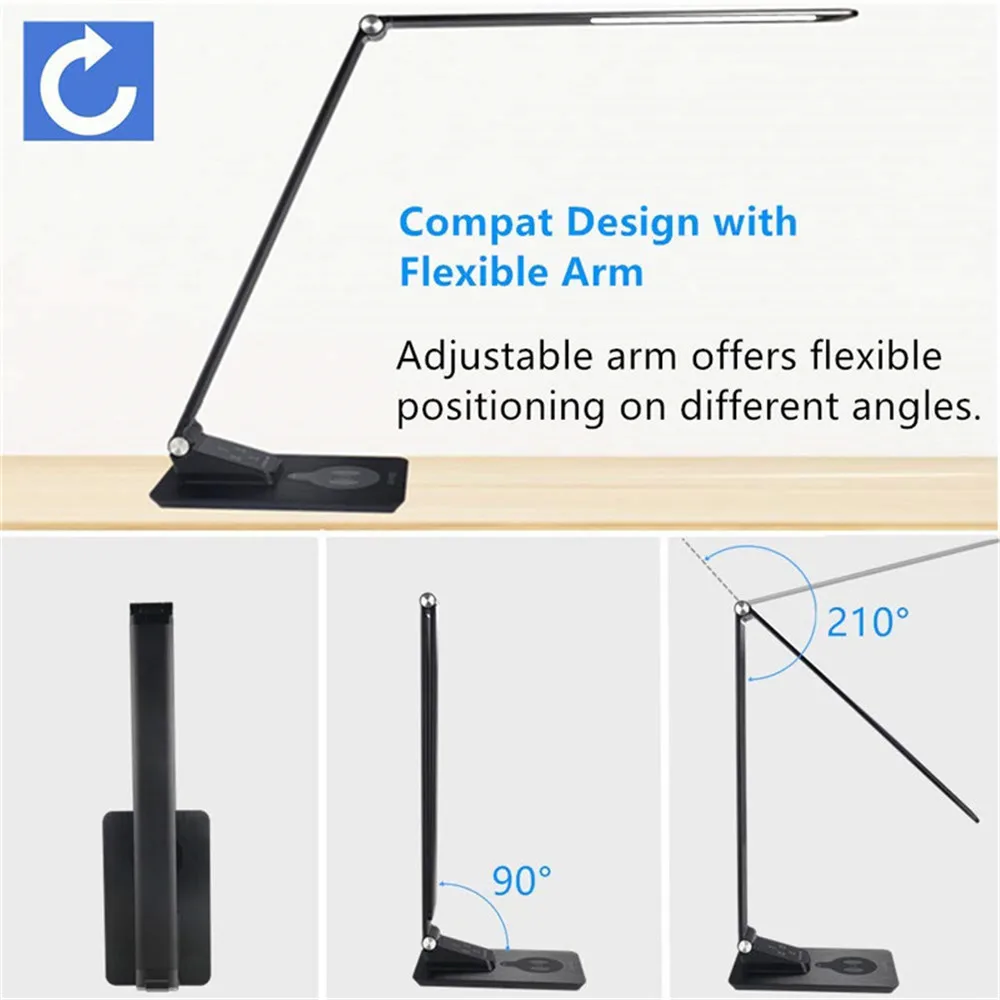  Desk Lamp with Wireless ChargerUSB Charging5 Brightness 3 ColorAdjustable Table Lamp for OfficeBedr - 32923540609