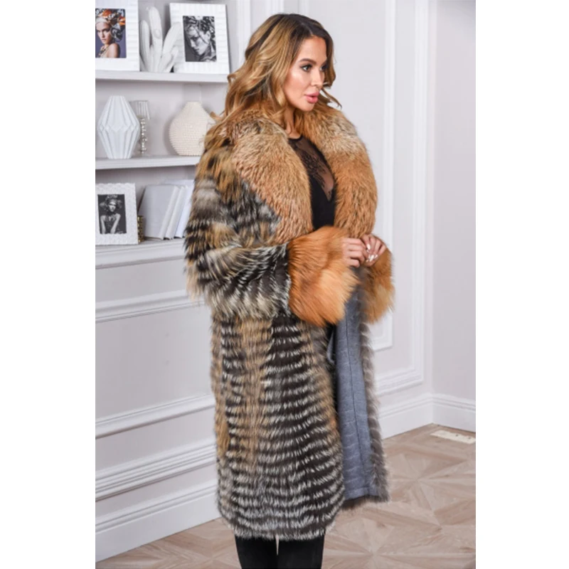 Manchette Femmes De Plus D'hiver Taille Fursarcar Renard Avec Col Et Real Fourrure Manteau Personnaliser Naturelle La Or Luxury lFJKT1c3