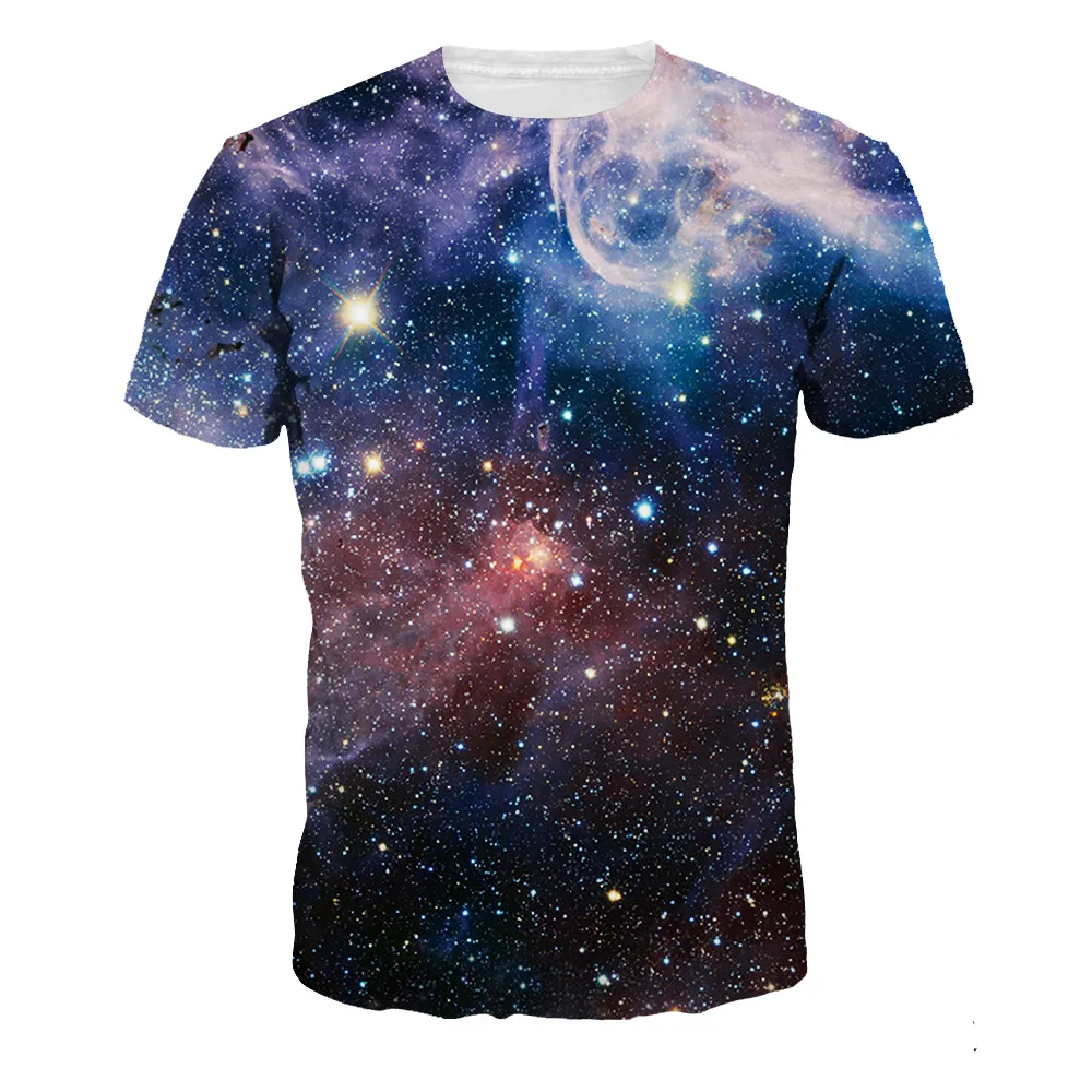 Men/Women Fashion Space Galaxy Tshirts Digital Printing Quick Dry Tops Tees Short Sleeves Large T-shirt S-2XL