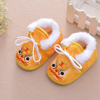 

Winterborn Baby Shoes Chinese Style Traditional Baby Boys Girls Shoes Warm Cotton First Walkers Cartoon Girl Shoes